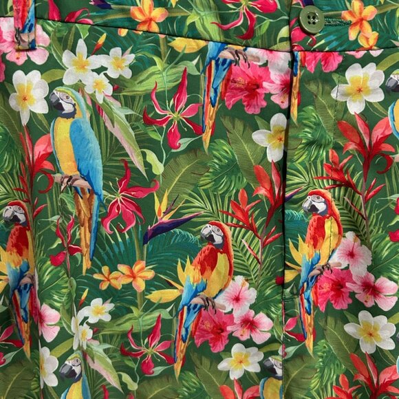 Hreski Mens Tropical Parrot Print Summer Wear Shorts Size 46 Vibrant Vacation - Picture 7 of 11